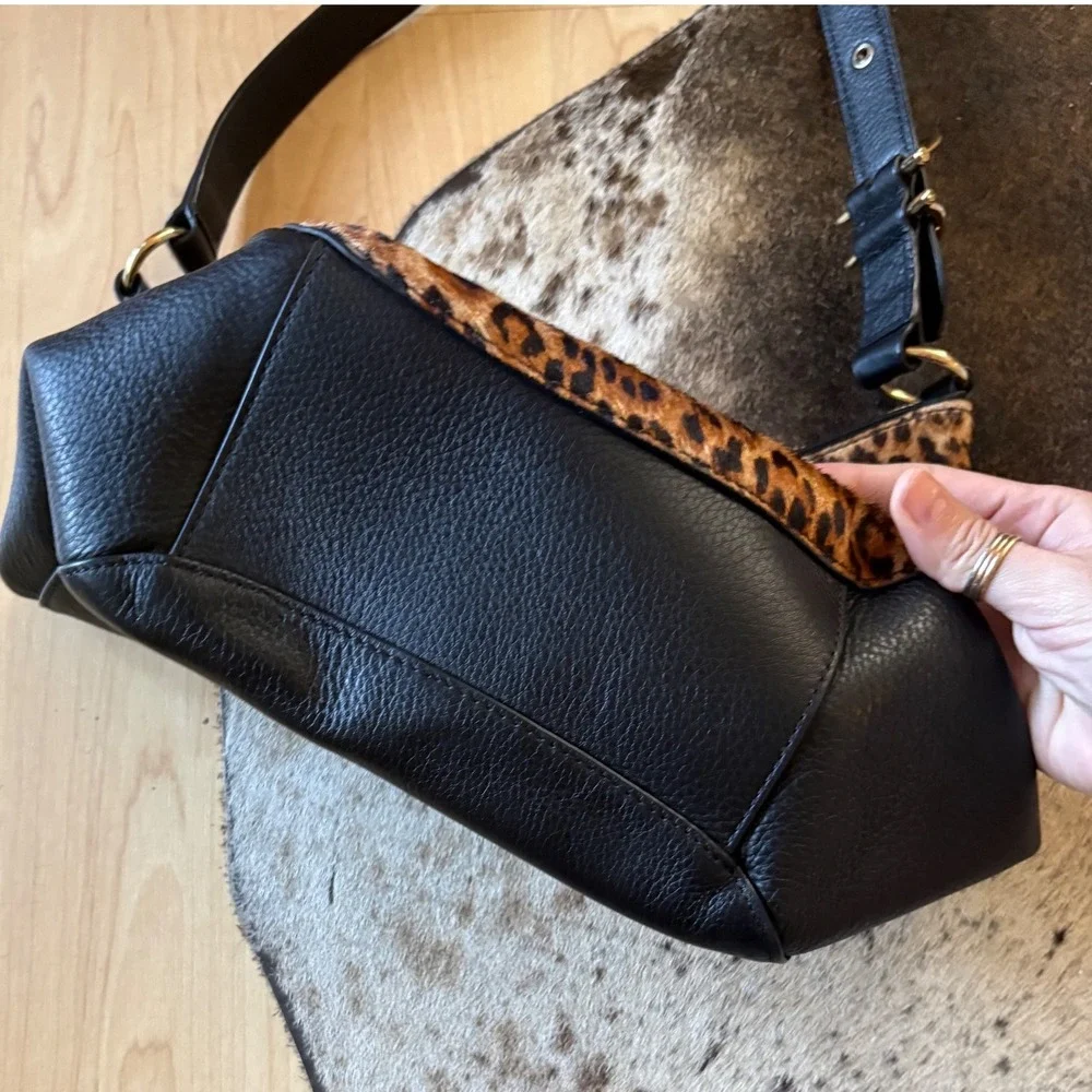 TALBOTS leopard print hair on hide hobo shoulder bag